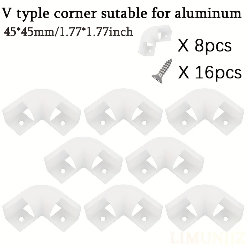 E-shop LED Aluminium Profil Eckensatz für LED Streifen Lichter - 45x45mm/1.77x1.77in, 90-Grad Verbinder mit Schrauben Winkel Drehlösung, Kunststoff