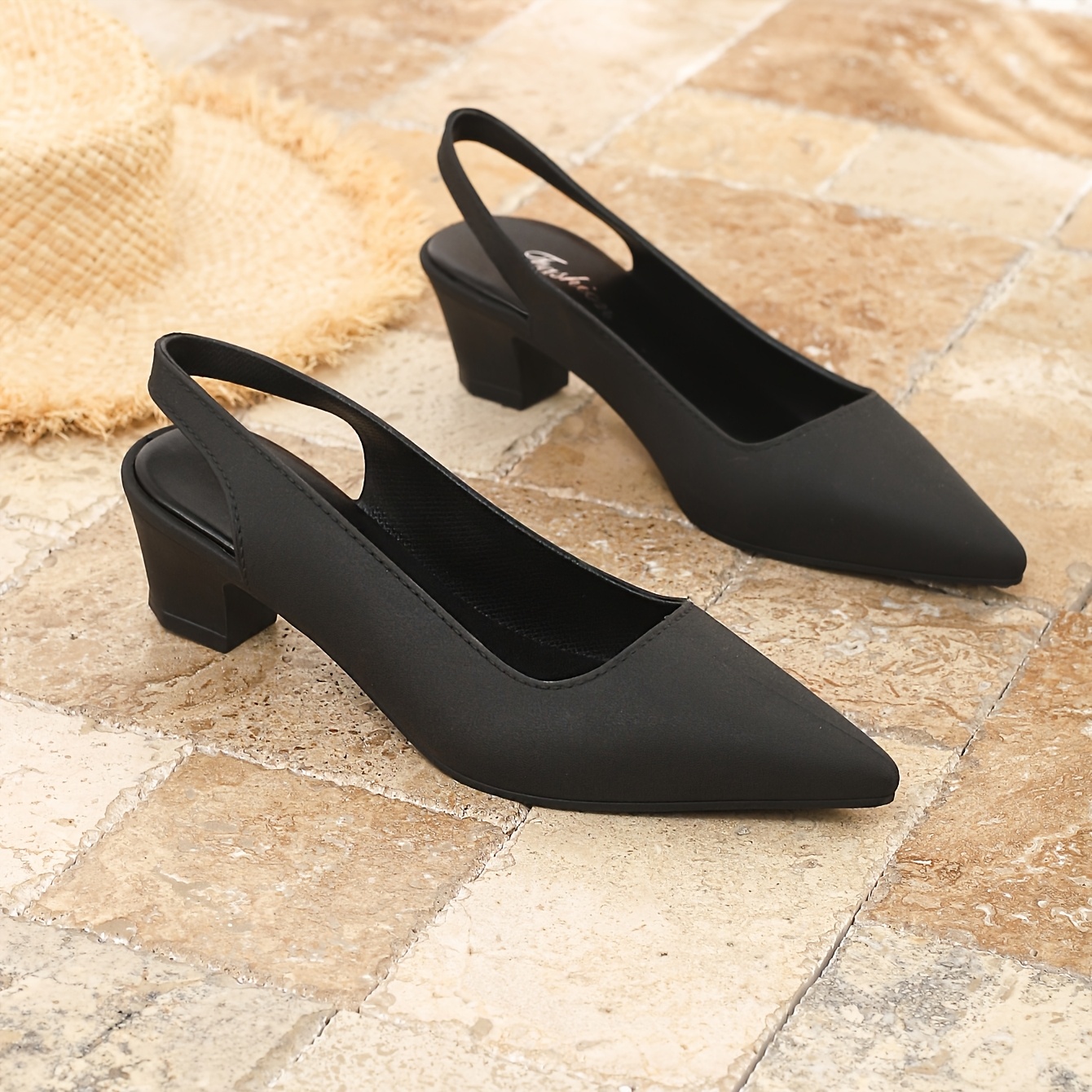TEMU Chaussures pour femmes à talons hauts élégants, pointes fines et talons épais, mode femme, chaussures