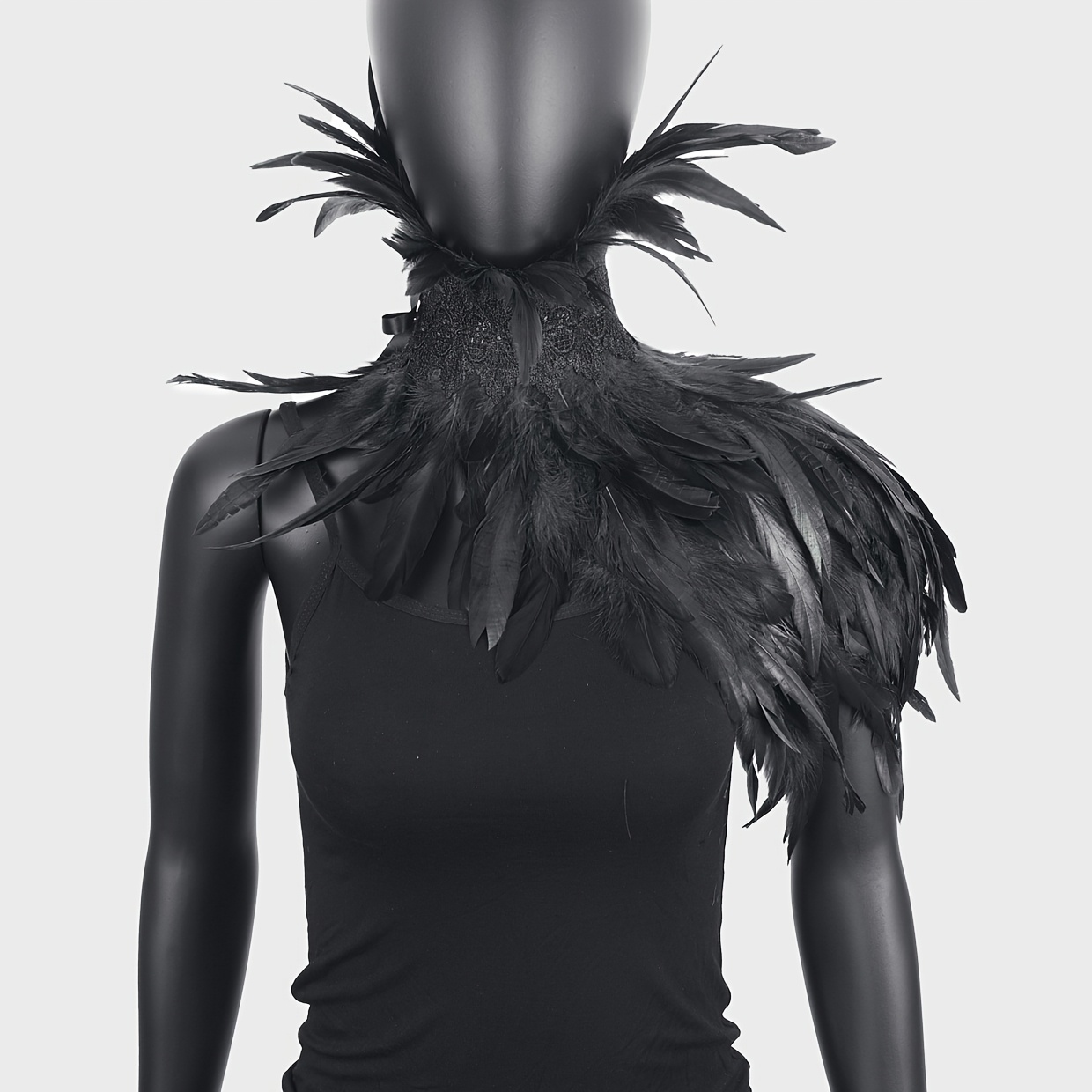 TEMU Pañuelo de de plumas artificiales para mujer, capa victoriana de plumas sintéticas, chal retro, pañuelo de encaje adecuado para mujeres,