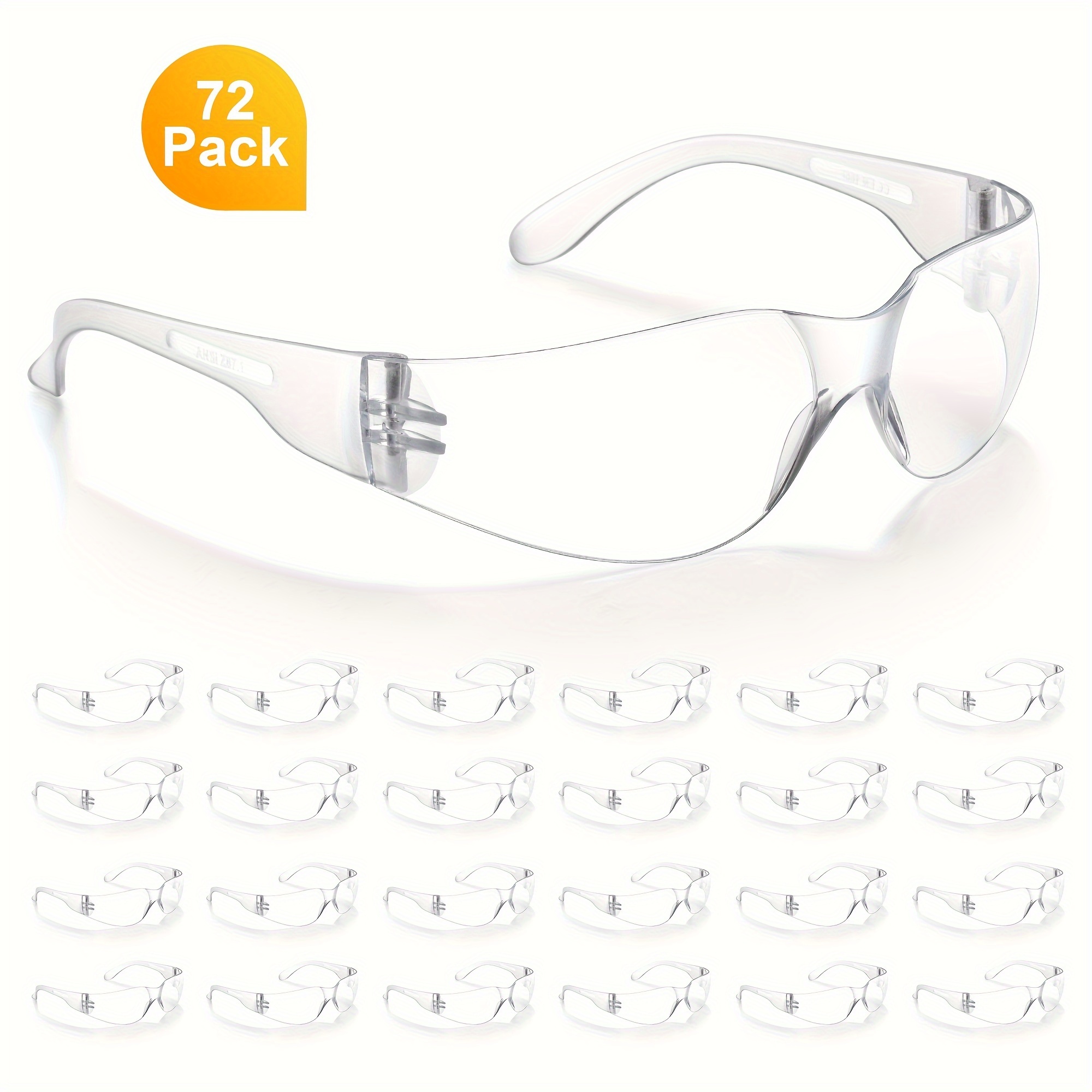 72 pairs safety goggles lenses scratch Temu