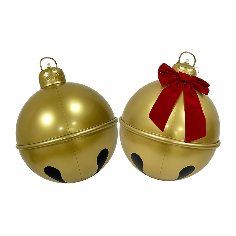 TEMU Inflatable Christmas Bell, Thickened Durable Pvc Material, Very Suitable For Garden And Terrace Decoration, A Great Holiday Gift, With Bows