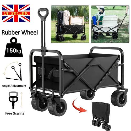 1pc Extra-Large Folding Wagon Cart with 149.69 KG Capacity, Designed for Heavy-Duty Use. It Is Portable And Foldable, Suitable for Outdoor Activities Like Beach Trips And Gardening
