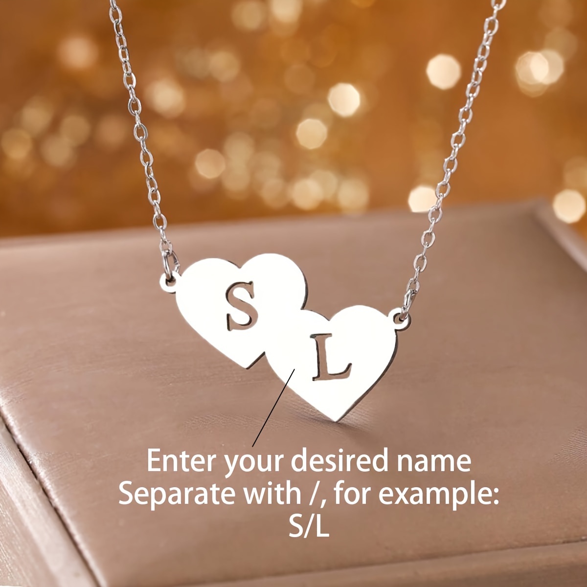 E-shop Personalisierte Halskette mit Namen, -Halskette, -Anhänger mit individuellem Namensschild aus Edelstahl, einfach und elegant, geeignet für den