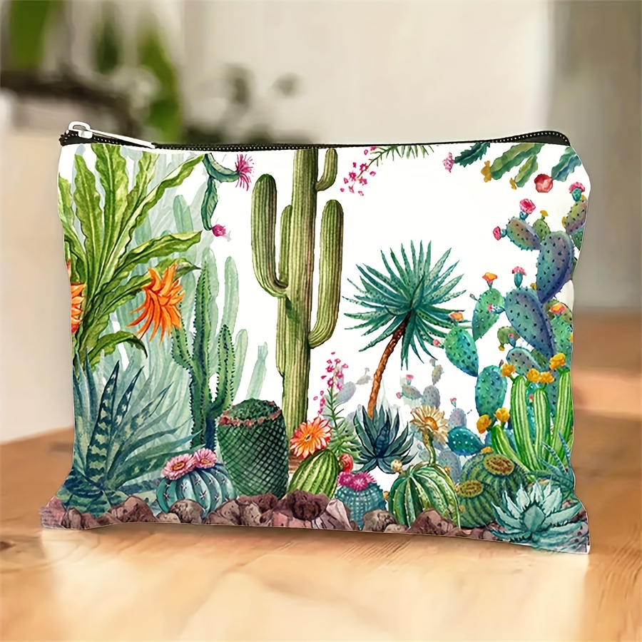 

1 Pc Cactus Lovers Gifts Makeup Bag, Plant Theme Travel Pouch, Funny Cactus Print, Cosmetic Storage Bag For Essentials, Makeup Bag - Fashion-forward, Versatile Toiletry Organizer