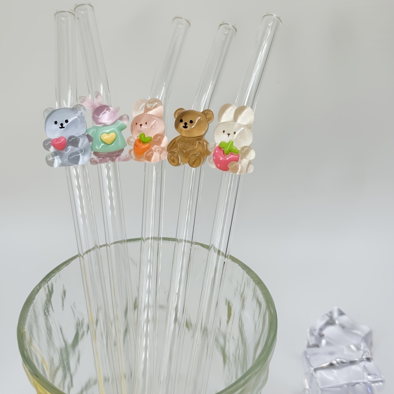 

Christmas-themed Glass Straw With Cute Bear & - Heat Resistant, Juice, Coffee, Milk Tea & Cold Drinks - Ideal Gift For Girlfriend, Boyfriend, Parents & Friends, Best For Christmas, Thanksgiving