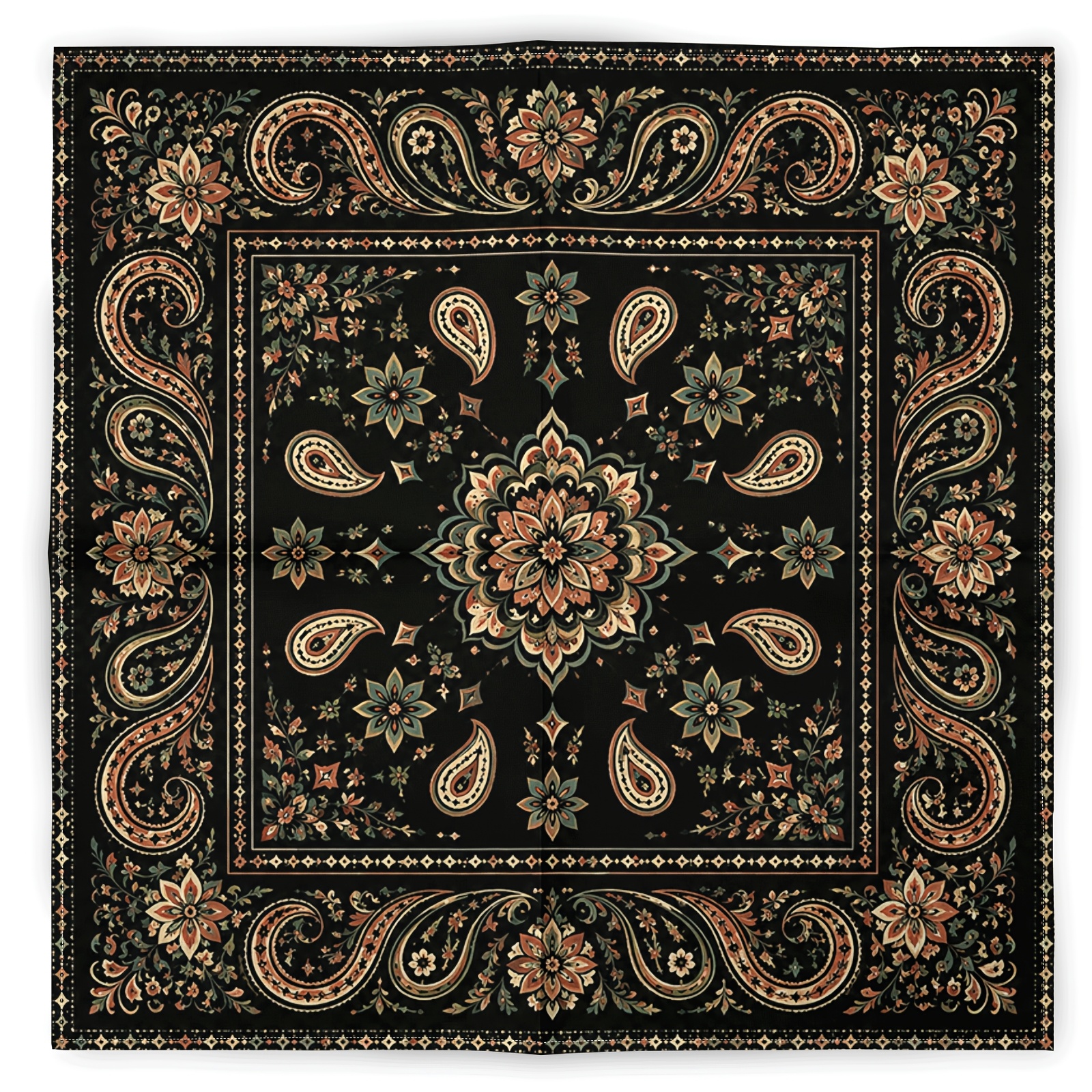 TEMU Vintage Paisley Hip-hop Pop Headscarf, Fashion Scarf Neck Gaiter, Sports Bandana Square Scarf, Face Scarf, Headwear Accessory