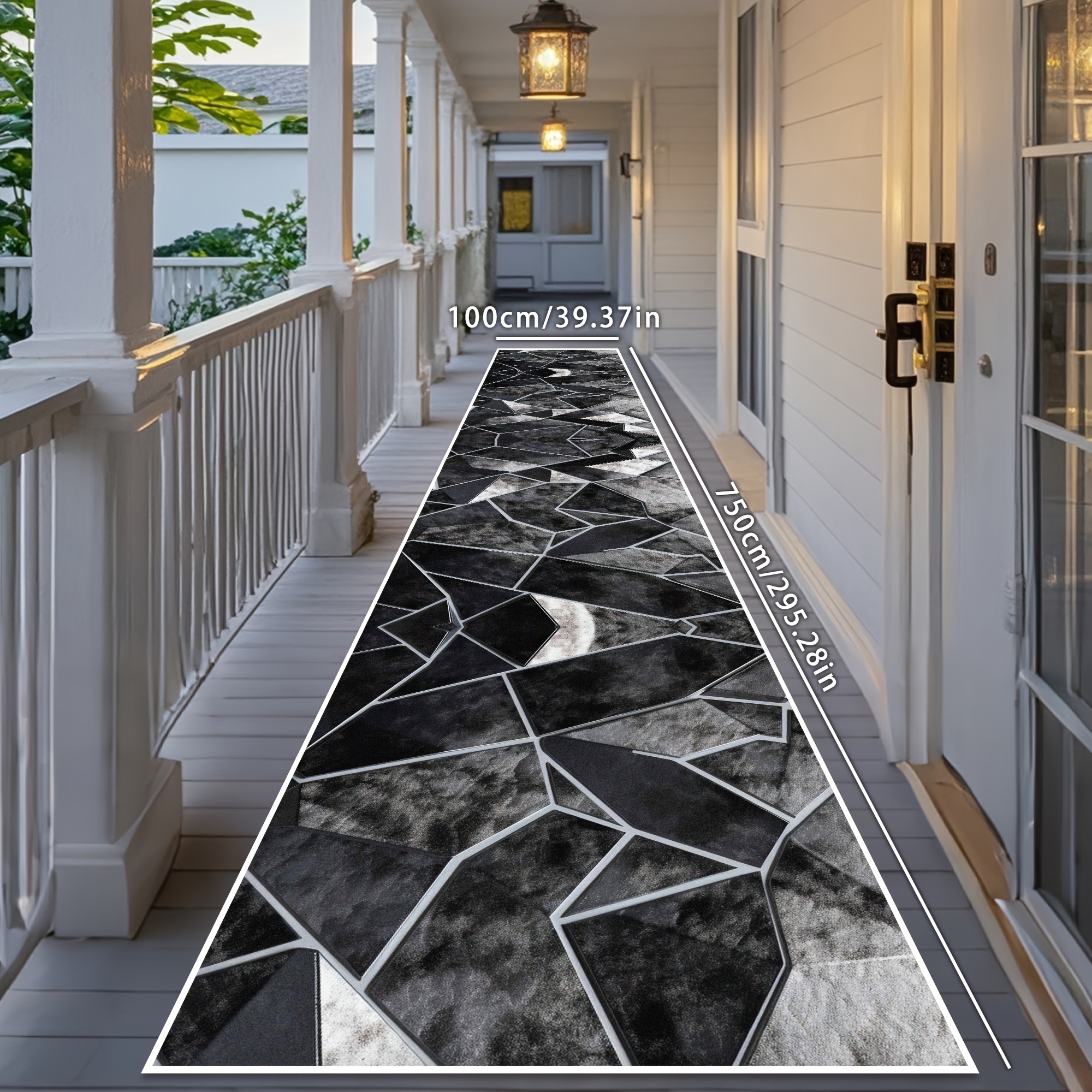 TEMU 1pc Luxury Minimalist Geometric Living Room Hallway Mat, Balcony Kitchen Mat, Machine Washable Porch Entryway Doormat, Bedside Runner