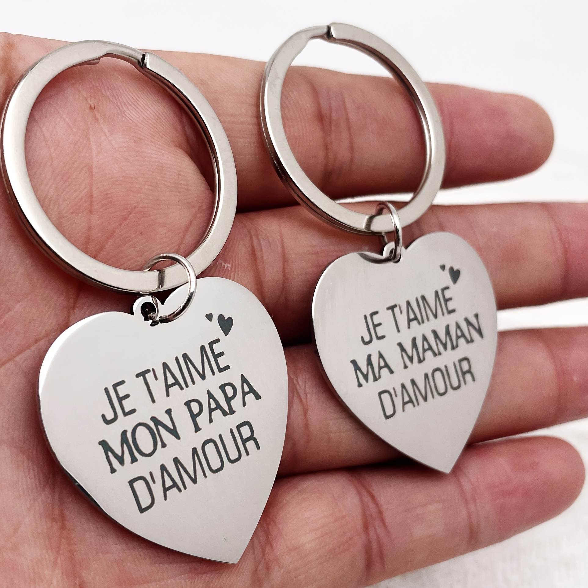 

Stainless Steel Keychain Set For Mom & Dad - Thanksgiving, Father's Day & Christmas Gifts