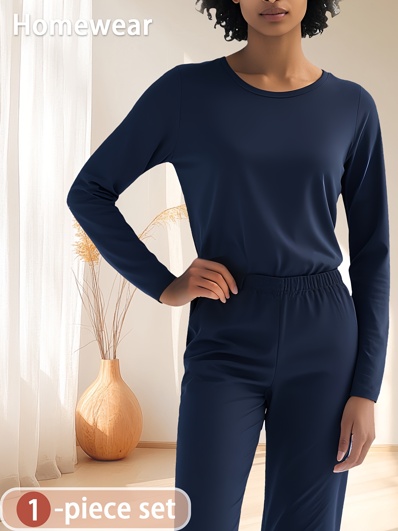 Autumn Winter Womens Fleece Lined Warm Top Pants Set Soft