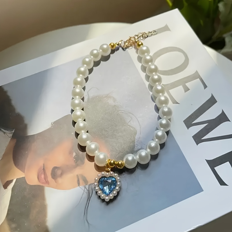 adjustable vintage pearl pet necklace with   pendant and bow charm elegant wedding accessory for dogs and cats holiday gift   fashionable design for special occasions pearl necklace Product details 6