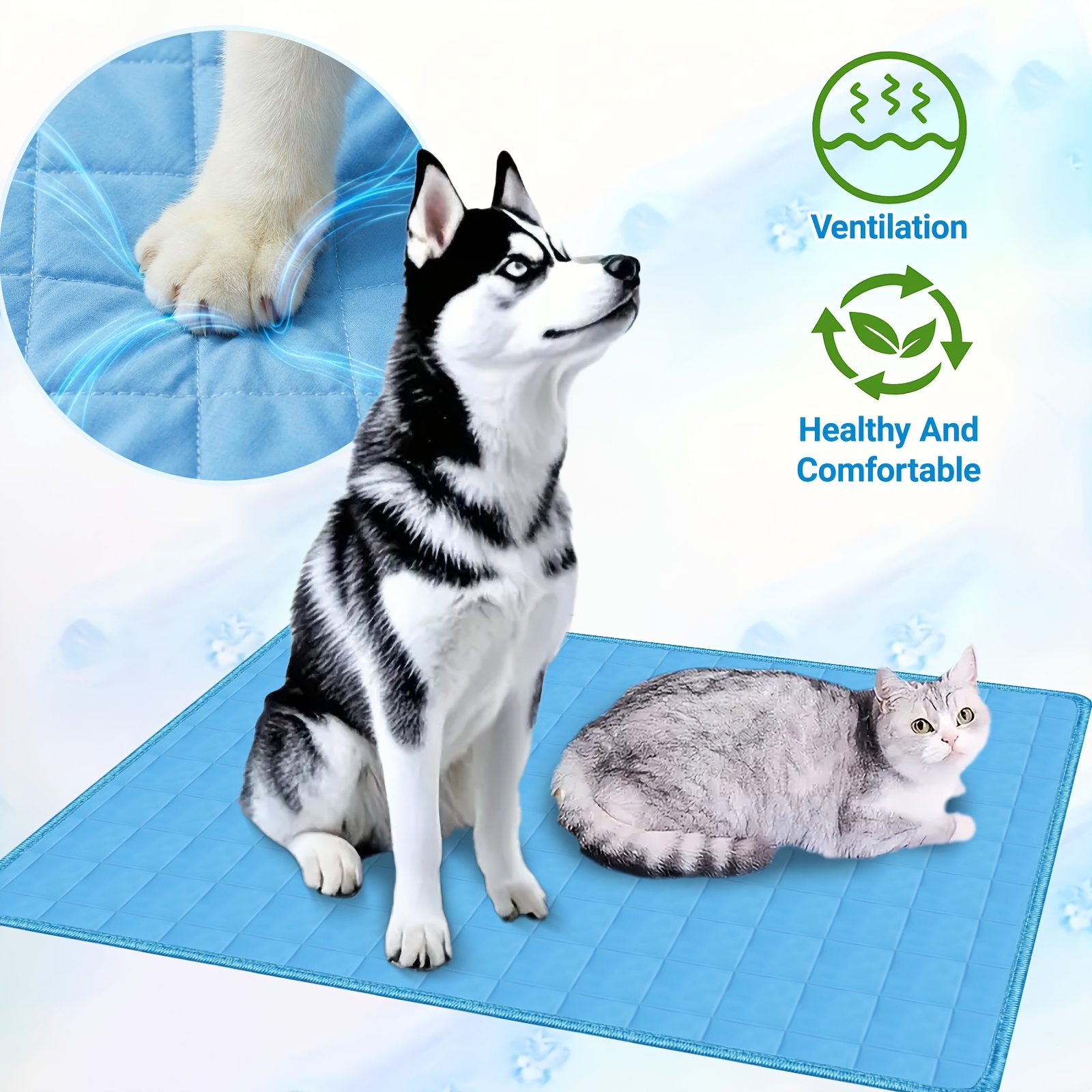 TEMU 【夏】ペット用クールマット | 滑り止め設計 | 犬猫全サイズ対応、屋内・屋外での使用に