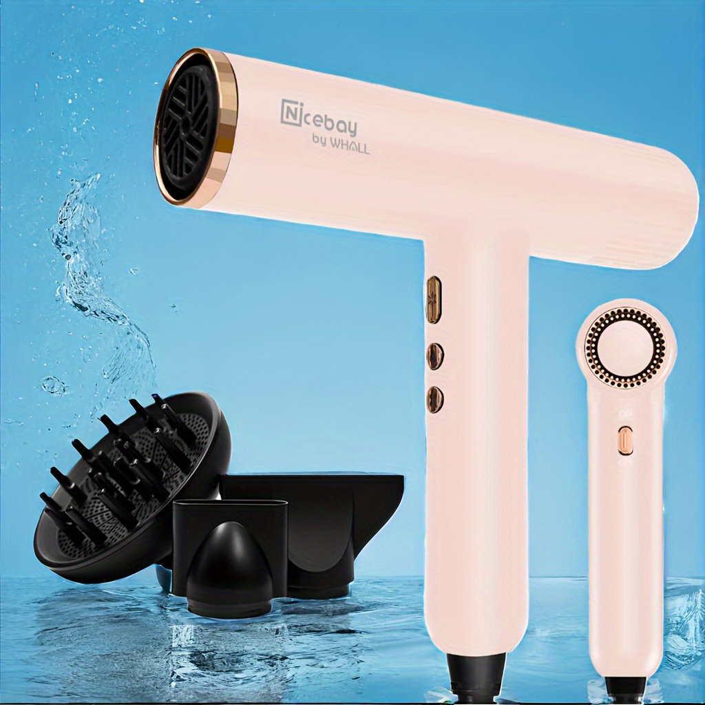 

® Hair Dryer, Professional Blow Dryer With 3 Attachments, 110000rpm Brushless Motor For Fast Drying, , Lightweight, 1600w Hairdryer With Diffuser