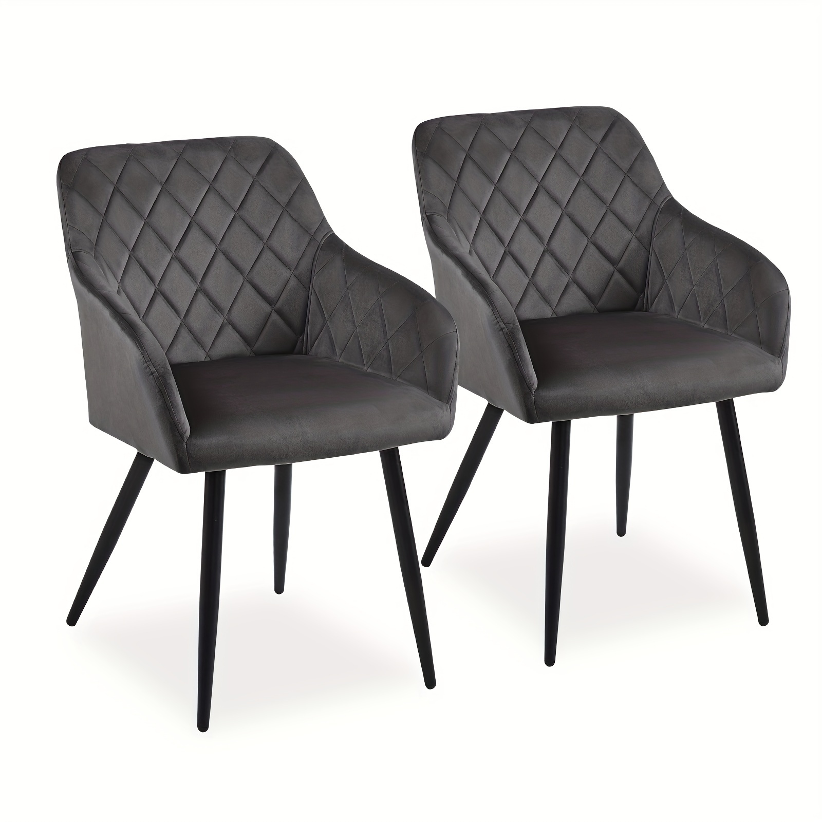 TEMU Dining Chairs Set Of 2 Velvet Leisure Kitchen Armchairs With Upholstered Seat, And Metal Legs, Occasional Living Room Bedroom Lounge Reception