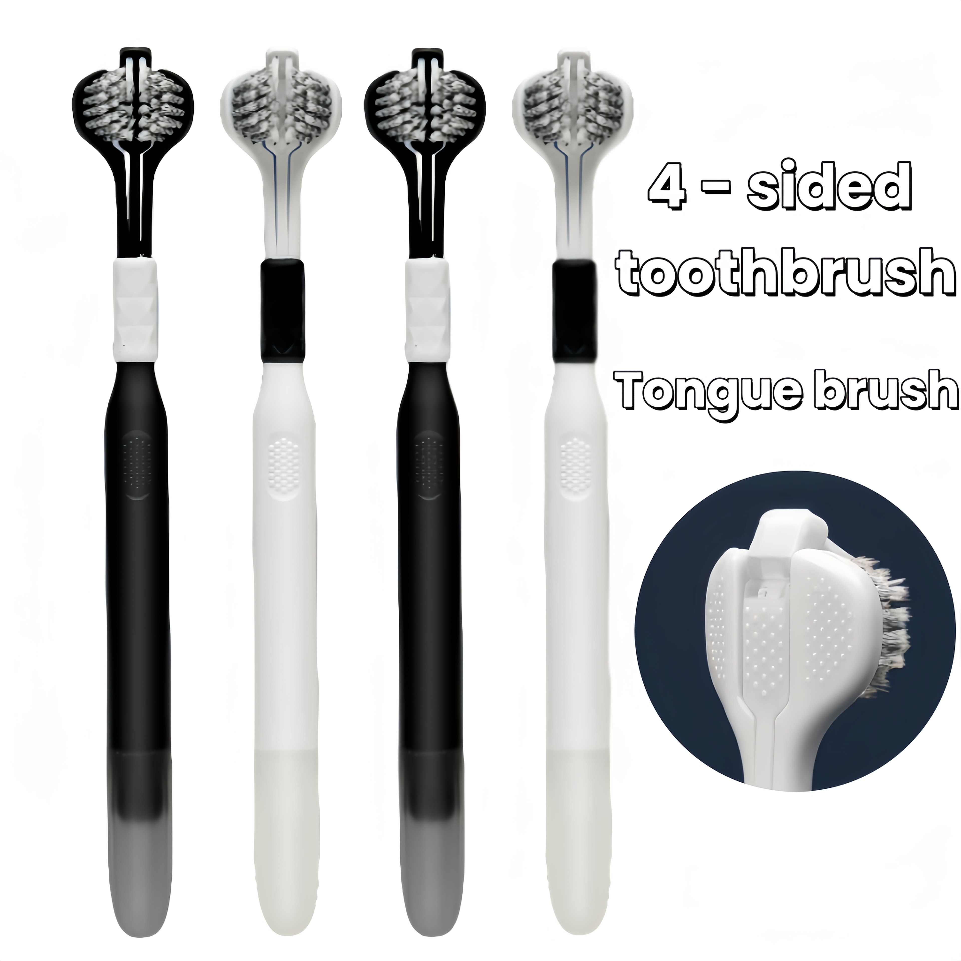 2-Pack Four-Sided Toothbrushes for Thorough Gum Cleaning