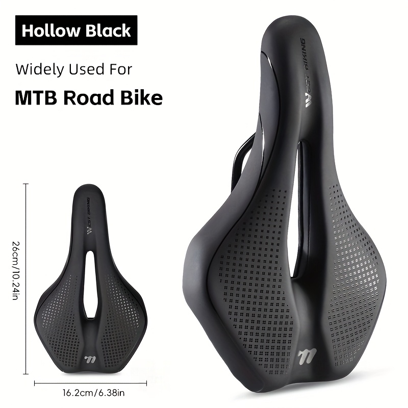 E-shop WEST BIKING Verdicktes Sitzkissen Kompatibel für Mountainbike & - Stoßdämpfender PU-Sattel mit atmungsaktivem Hohlraumdesign, rutschfest,