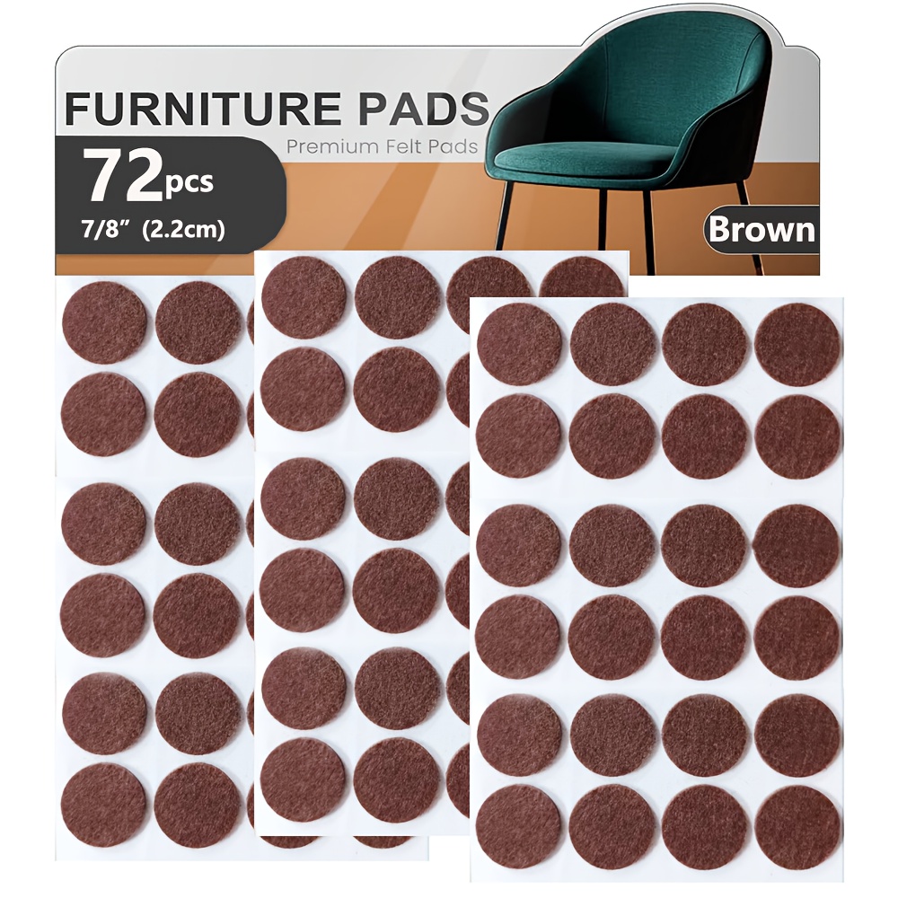 TEMU Patins de meubles en feutre - 72 pièces 3/8" (2,2 cm) - Protections de sol en feutre - Patins de chaise en feutre - Patins de meubles pour pieds