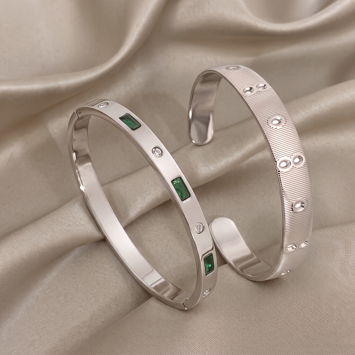 2pcs Set of 18k Gold-Plated Stackable Bracelets, Elegant Gift
