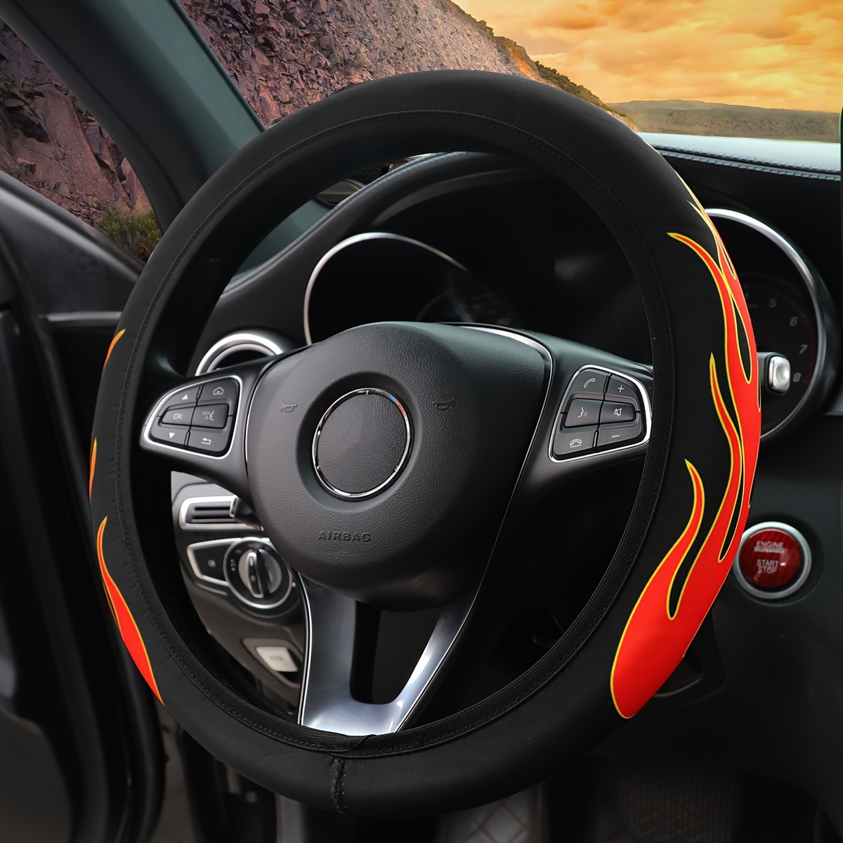 1 Neoprene Flame Fabric Elastic Comfortable Feel Car Supplies Without Steering Wheel Cover Suitable For -15 Inches