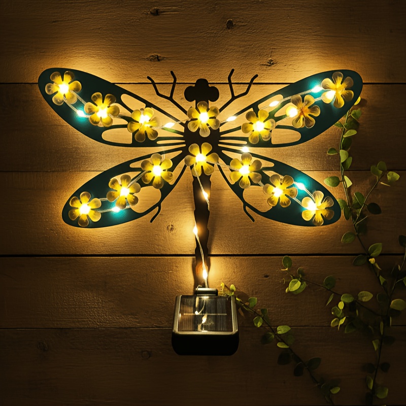 TEMU 1pc Solar Dragonfly String Lights Outdoor Led Solar Garden Lights For Patio Yard Lawn Pathway Decor
