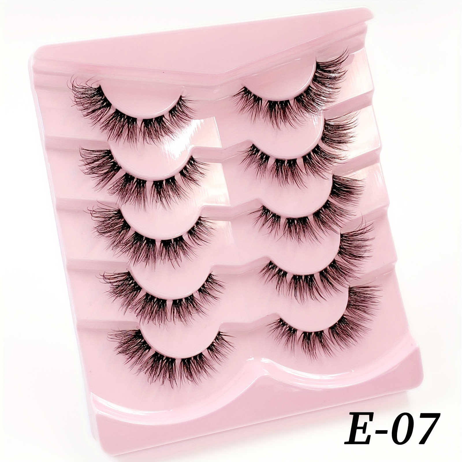 Image of 5 Pairs Cluster Individual Eyelashes With Clear Band Lashes Natural Look Fake Lashes Makeup For Daily Wear Mink Eyelashes