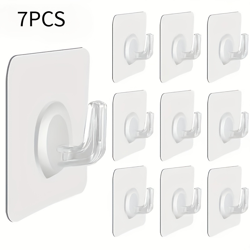 TEMU 7pcs Transparent Wall Hanger Clothes Rack Self-adhesive Door Wall Hook Suction Cup Heavy Duty Shelf Kitchen Bathroom Use Hook, Utility Hooks