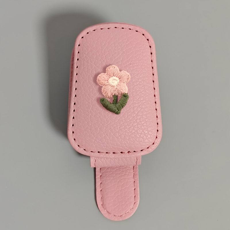 TEMU Embroidered Car Sun Visor Fashion Glasses Holder Clip, Creative Car Sun Visor Fixing Clip, Multifunctional Ticket Holder, Receipts, Cards, Car
