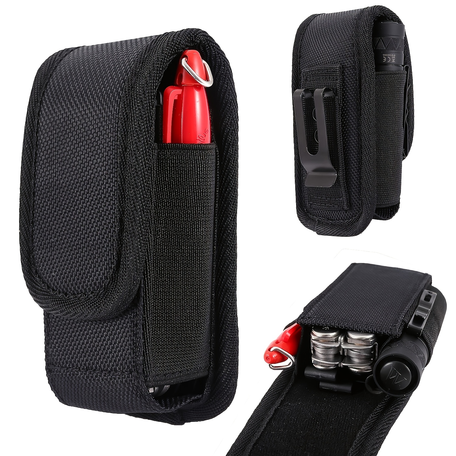 TEMU Men's Multifunctional Tool Belt Waist Pack, Tool Bag For , Heavy-duty Nylon Belt Pouch (suitable For Flashlight, Pen, Button Phone And Small