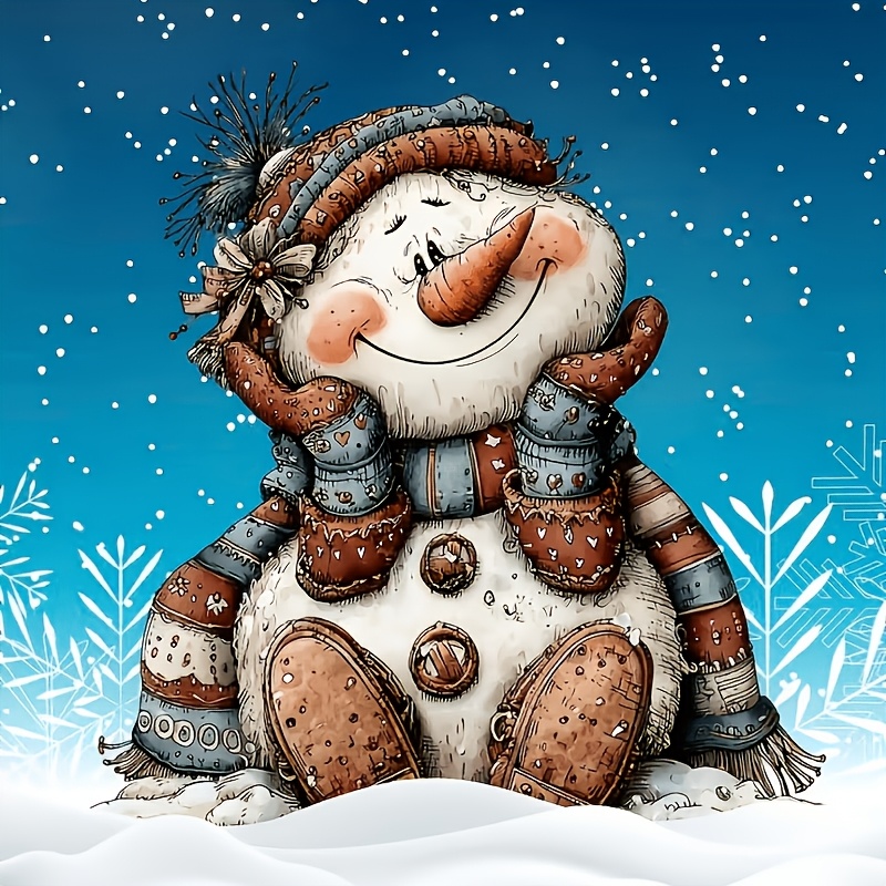 TEMU Vintage Cute Snowman, 2d Flat Printing, Frameless Diamond Painting Kit, Easter Gift, New Year Gift, Christmas Gift, Valentine's Day Diamond