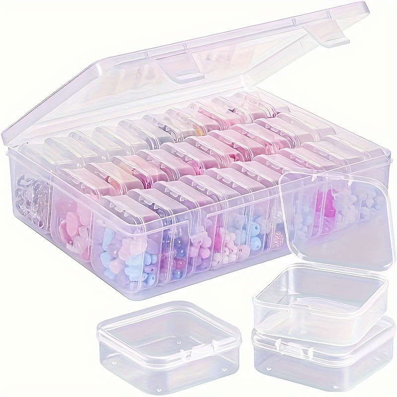 

Boîte de rangement de perles : Grand conteneur transparent avec 30 petits étuis de rangement en plastique transparent, idéal pour le rangement d'artisanat et de bijoux