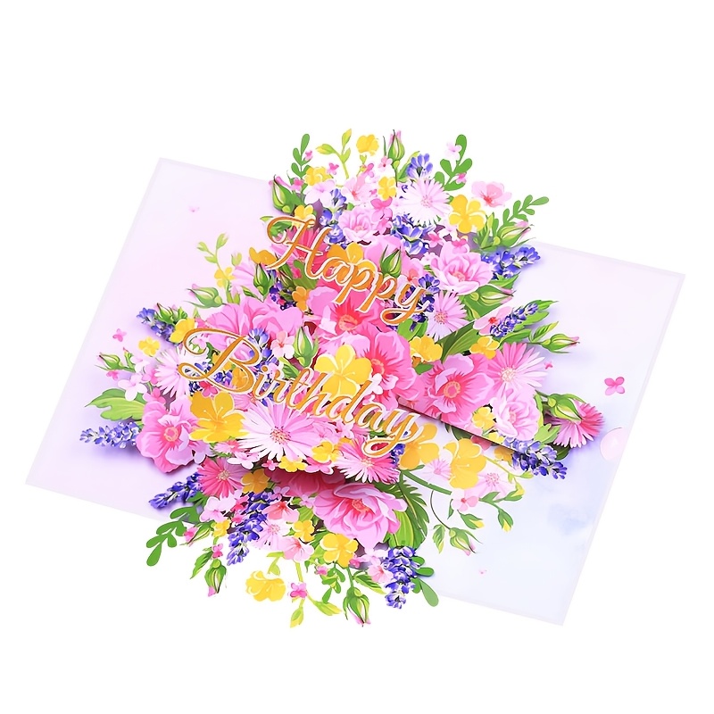 E-shop Eine dreidimensionale 3D-Geburtstagskarte, zusammengesetzt aus lebensechten, bunten Blumen! Geeignet für alle Menschen, die Geburtstag haben!