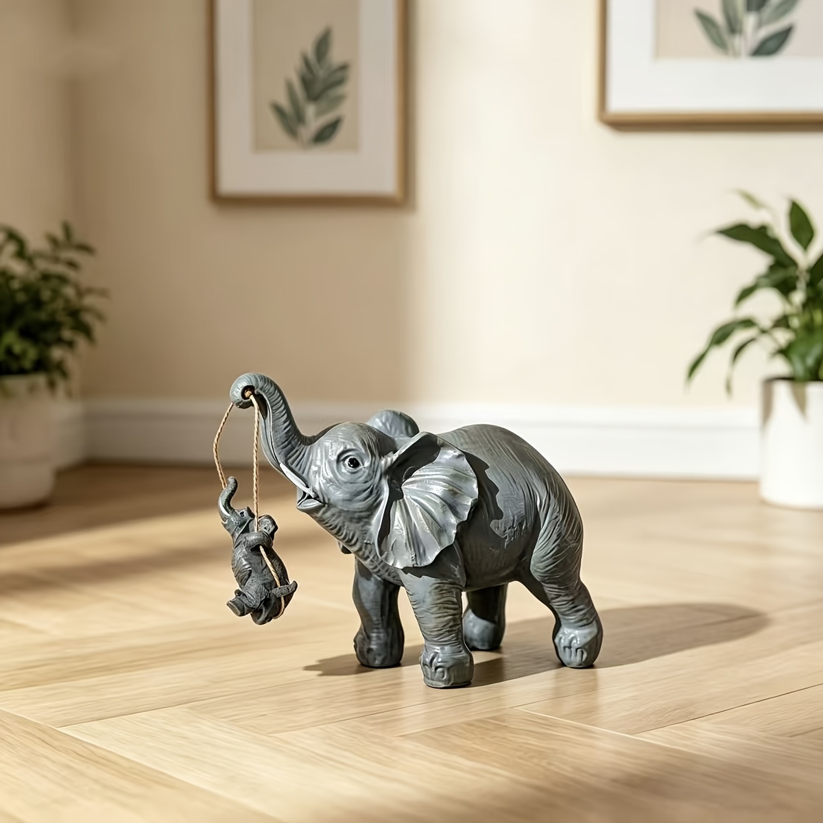 TEMU 1pc Creative Elephant Mother And Resin Ornament, And Shape, Delicate Texture, Suitable For Living Room, Study, Entryway And Other Home Scenes,