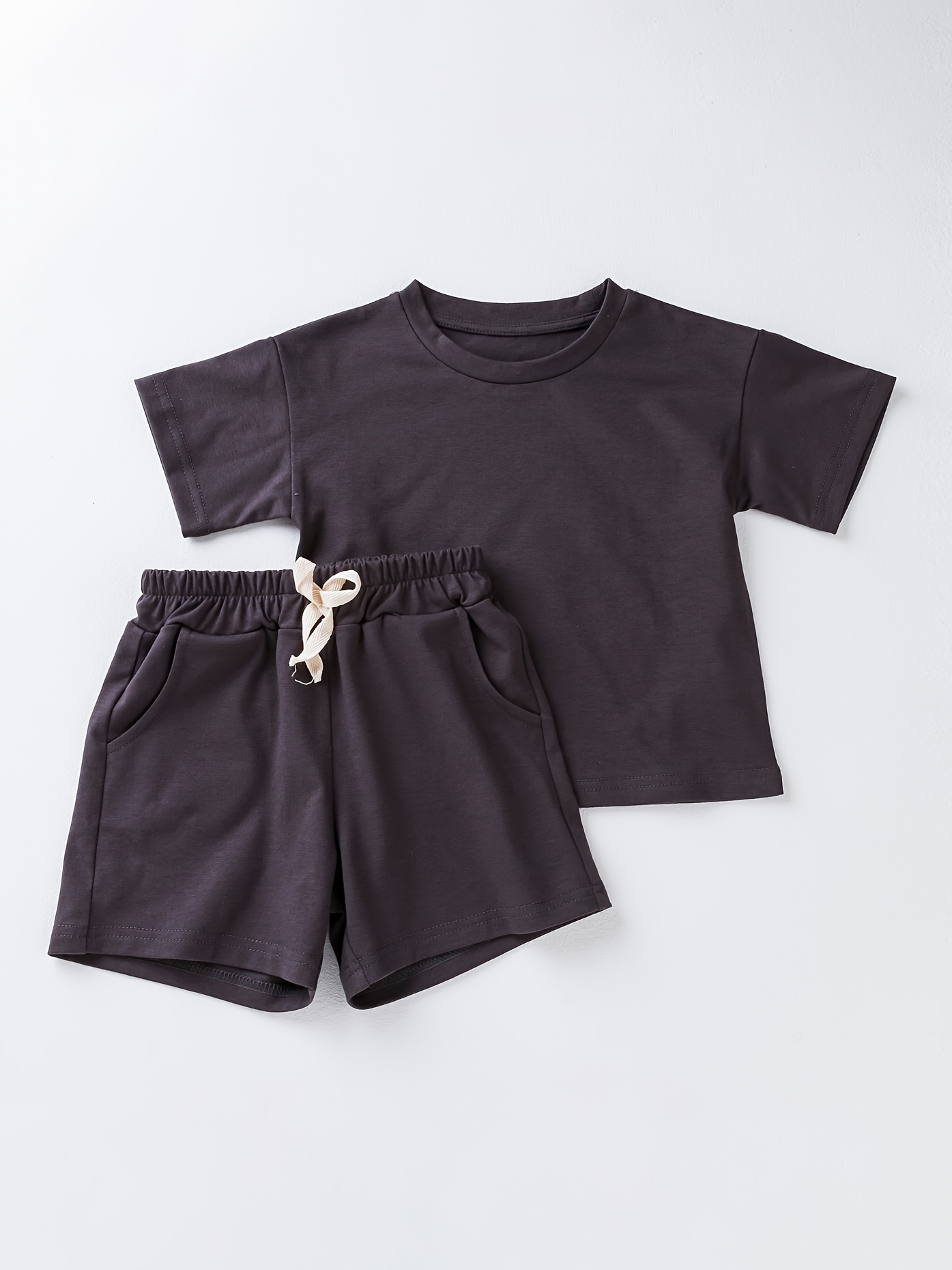 Toddler Boy's Solid Color Short Sleeve Outfit T shirt Shorts - Temu