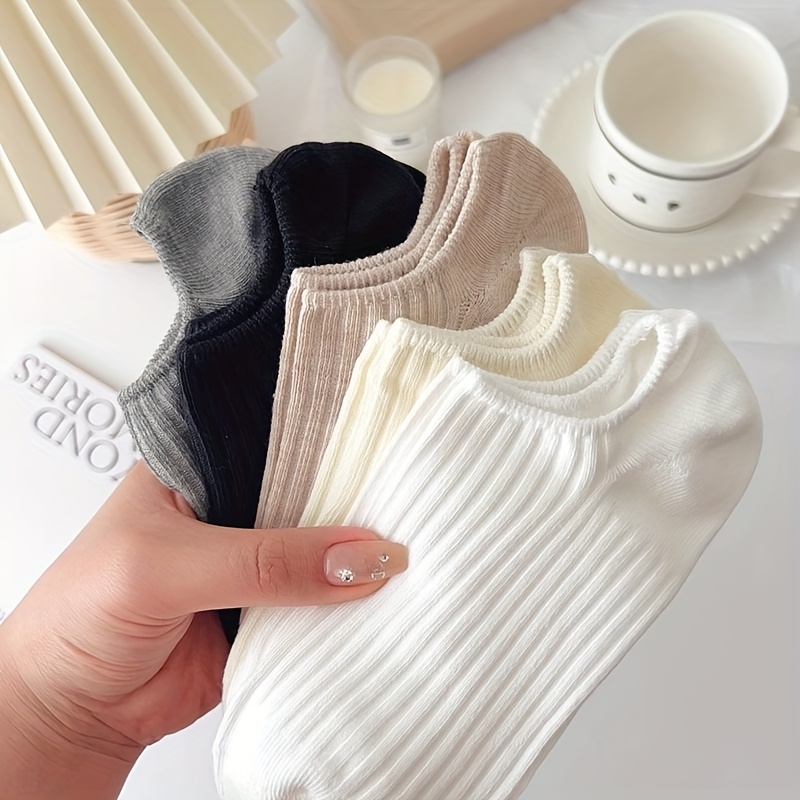 TEMU 5 Pares de Calcetines Lípidos, Calcetines Bajos Antideslizantes Fáciles de Poner, Medias y Calcetines de Mujer