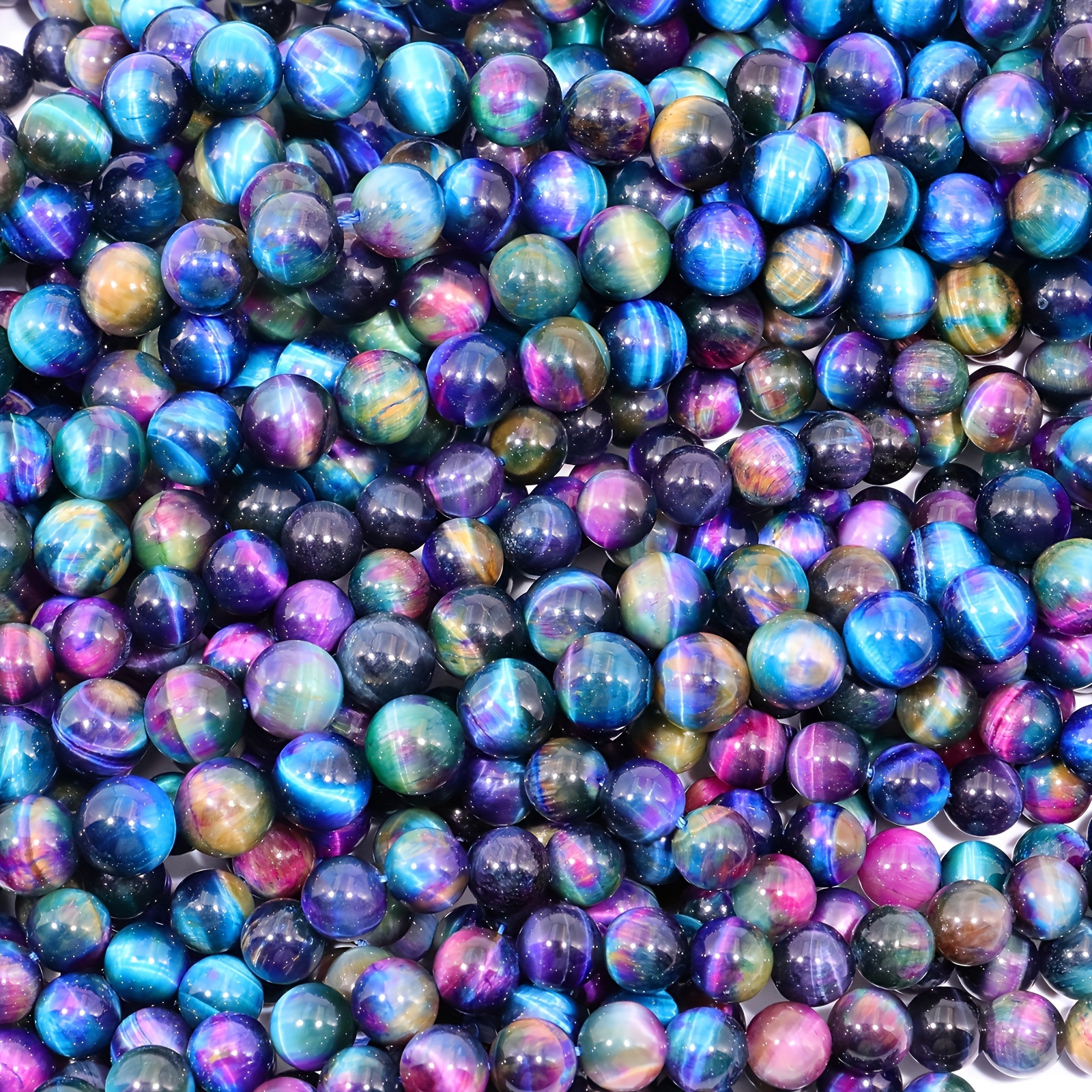 

Perle de Pierre Œil de Tigre Galaxie - Perle Ronde Naturelle en Vrac pour la Fabrication de Bijoux DIY, Parfaite pour Bracelets & Accessoires Artisanaux.