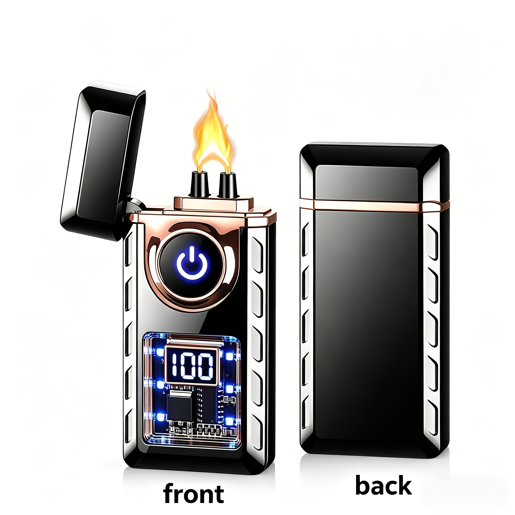 TEMU Plasma Lighter Usb Rechargeable With Dual Arc Ignition, High Power With Display | Usb Rechargeable, Electric Windproof Plasma Lighter, Cool