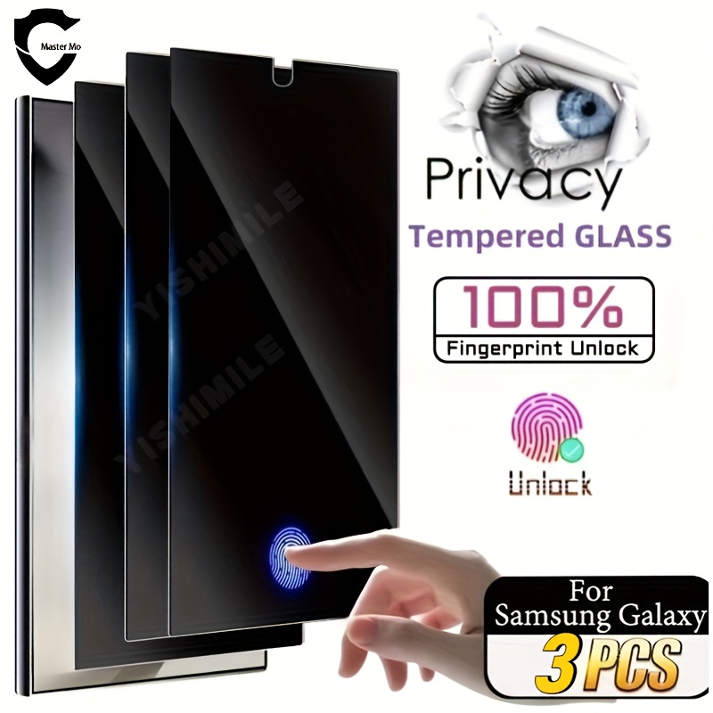 E-shop 3er-Pack Schutzfolie aus gehärtetem Glas mit Blickschutz, unterstützt Fingerabdruck-Entsperrung, geeignet für Samsung Galaxy S22 5G/S22+