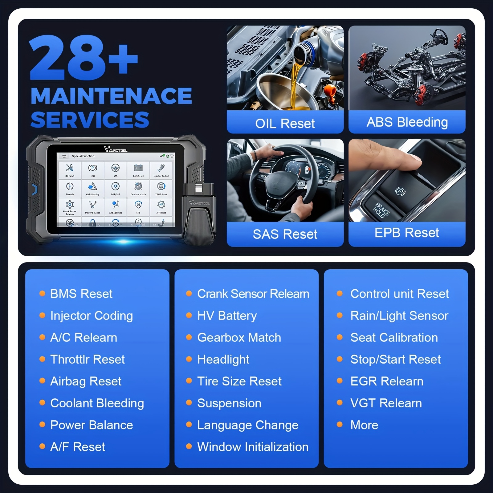 VDIAGTOOL VD80BT LITE Car Diagnostic Scanner - OBD2 Code Reader with FCA ECU Coding, PMI & DOIP Support, 28 Special Functions And 2-Year Free Updates
