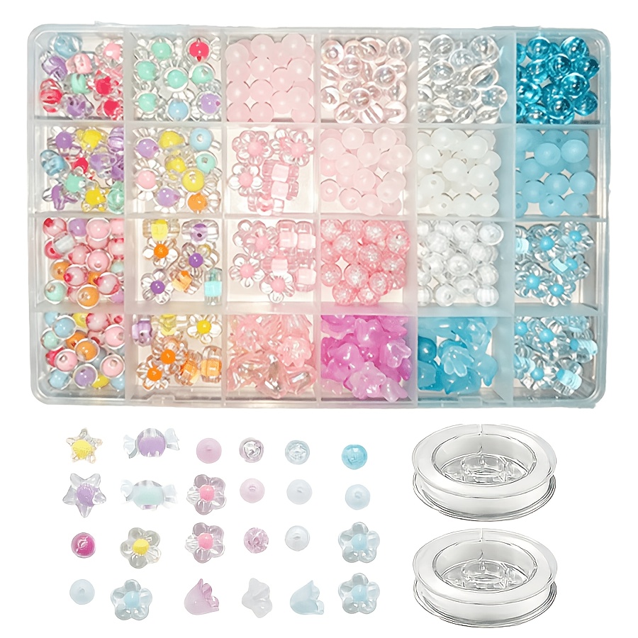 TEMU 0.8-1.2cm Acrylic Multicolor Mixed Style Beads, Suitable For Making Bracelets, Necklaces, Rings, Diy, And Various Accessories, With 2 Rolls Of