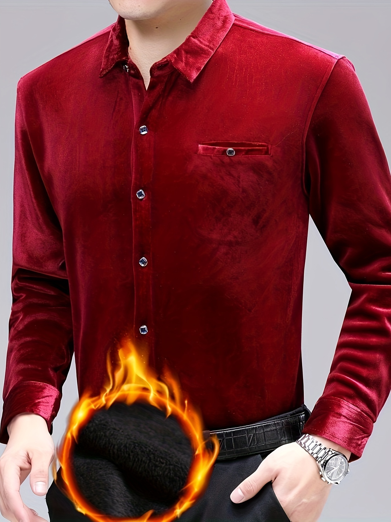 Camisa Terciopelo Hombre 1pc Camisa Casual Terciopelo Hombre