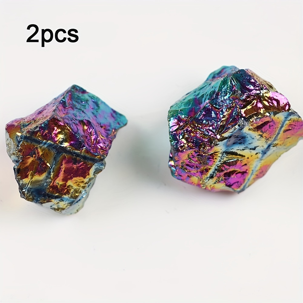 TEMU 1 adet/2 adet Gökkuşağı Aura Kuvars Ham Kristal