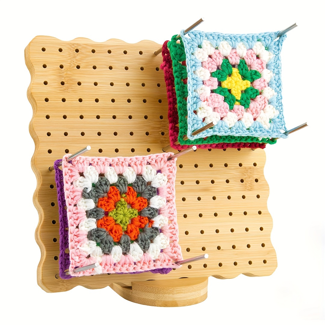 Image of 7.5 Inches, Blocking Board For Needle Crochet Blocking, Square Bamboo Blocking Board Knitting Crochet, Bamboo Wood Blocking Board, Crochet Blocking Mat Set, Best Holiday Gift For Mother And