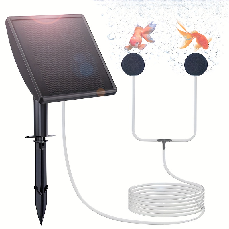 E-shop Solar-Teichbelüfter, Solar-Luftpumpe für Aquarien mit 2 Luftsteinen, 2 Blasenzähler für Aquarien, geeignet für Gartenfischteiche,