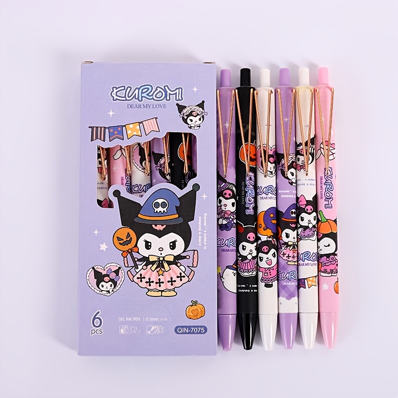 

Stylo Press Sanrio, un mignon Stylo Press Kulomi avec une pince en métal de haute qualité, stylo à pinceau ST, stylo noir, séchage rapide