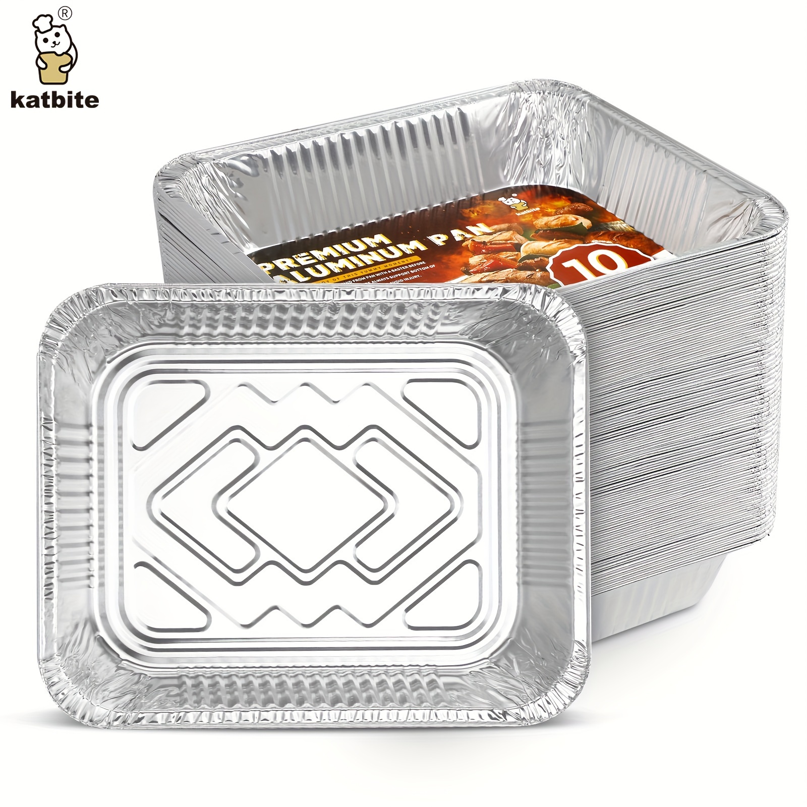 

Katbite Heavy Duty ( 8x8/9x13in)aluminum Pans - Premium Disposable Foil Baking Pans For Air Fryer, Cooking, Heating, Storing & Prepping Food