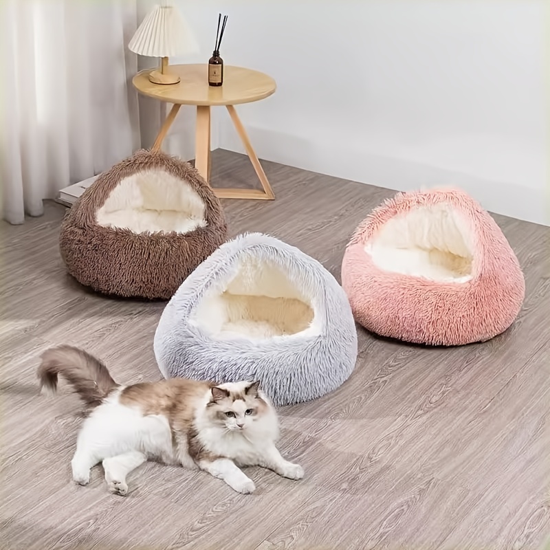 Panier pour chat hiver 2025, version améliorée, épais et fermé, en forme de coquille. Le panier idéal pour chat. Un cadeau parfait pour vos félins.