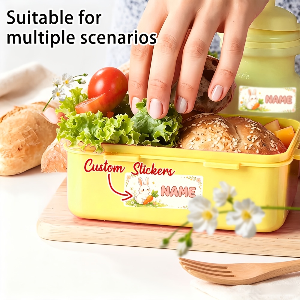 45/90pcs Cute Rabbit Holding Carrot Custom Name Stickers