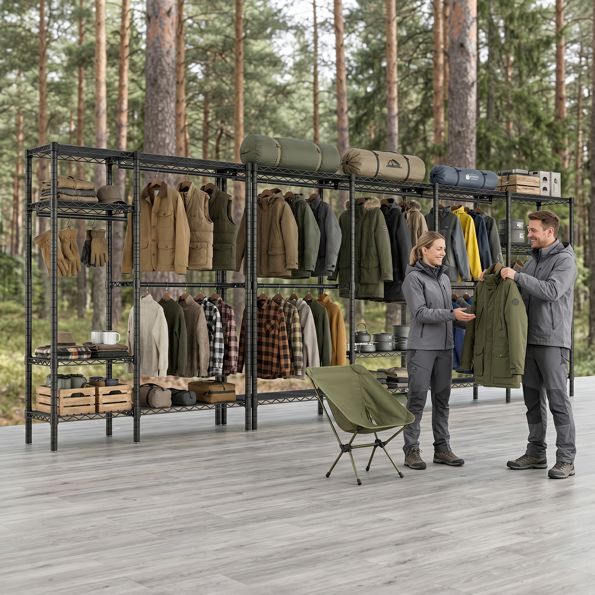 196cm High Wardrobe Combination Garment Racks, And For Large-capacity Design, Heavy-duty Structure, Easy-to-install Open Wardrobe Storage System, Is For Large Family And Store Needs