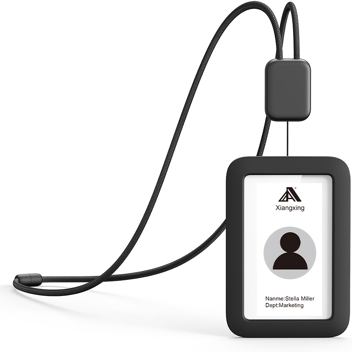 TEMU Porte-badge d'identification à cordon rétractable 2D avec boucle de sécurité à automatique et étui à cartes d'identité en silicone à 2 fentes,