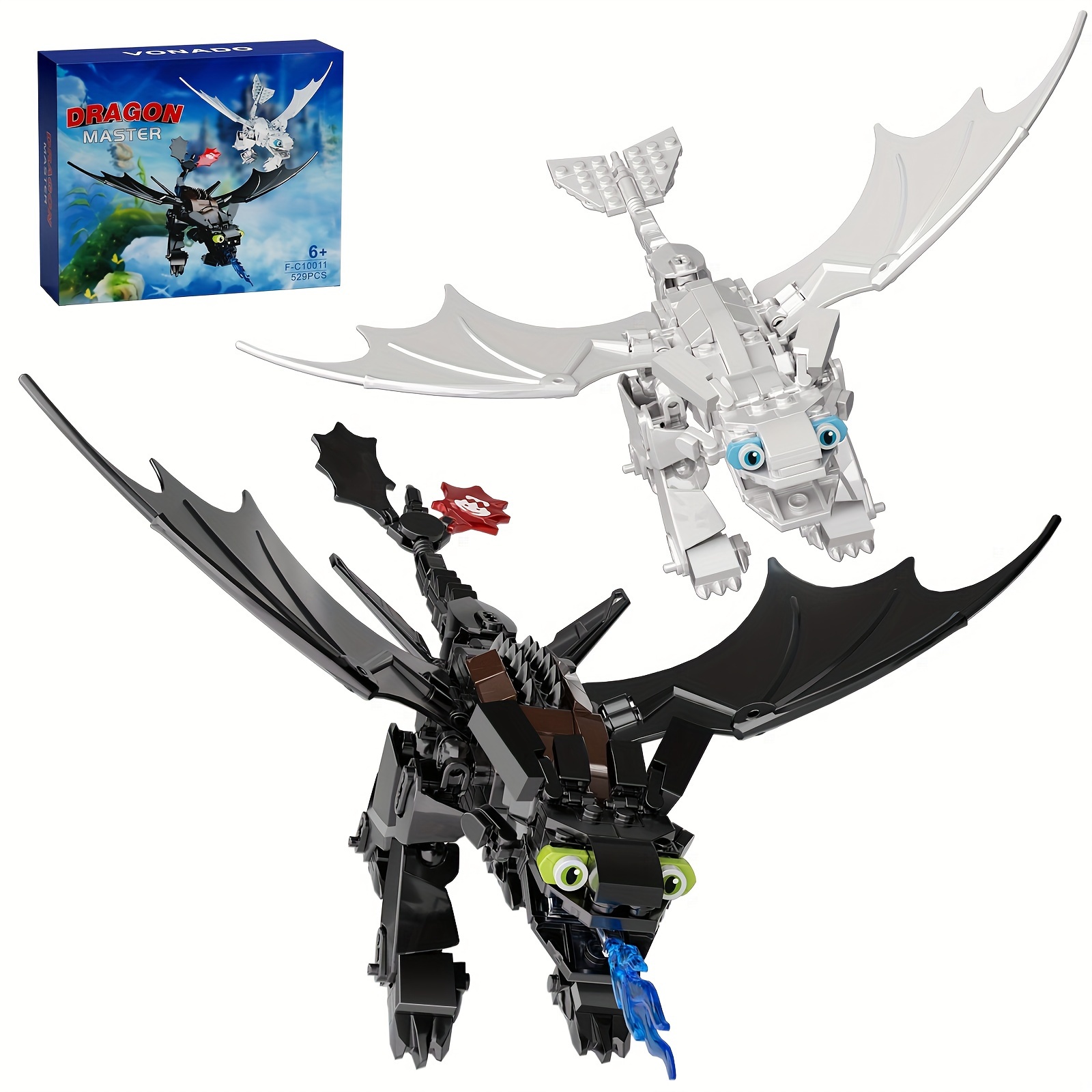 

529 Pieces Of Popular Film Dragon Combination Model Toy Set Restore Of Characters Toys Room Desktop Model Collection Decorations Abs Material Toys Holiday Gift 2 In 1