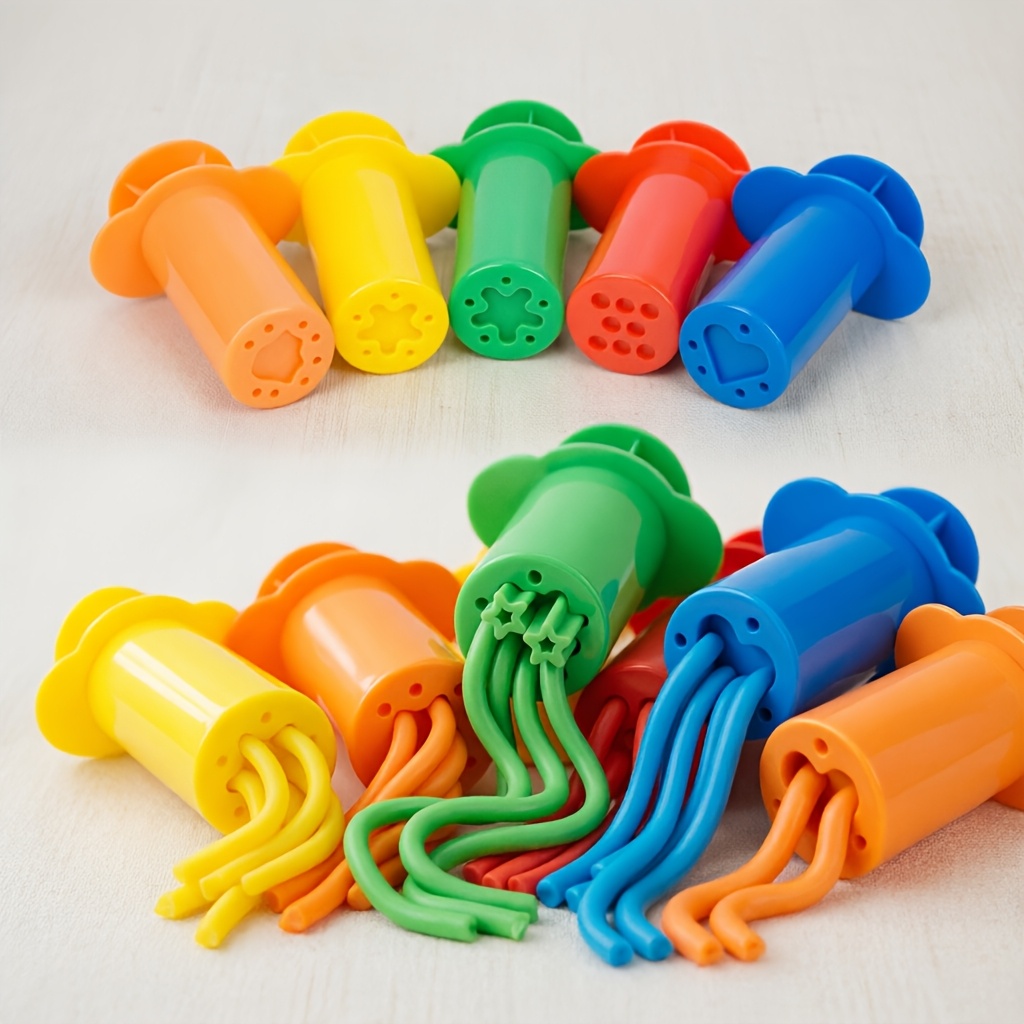 TEMU 5pcs Colorful Clay Extruder Tools Set, Random Colors And Patterns, Press For Beginner User, Perfect Easter/birthday Gift, Local Warehouse